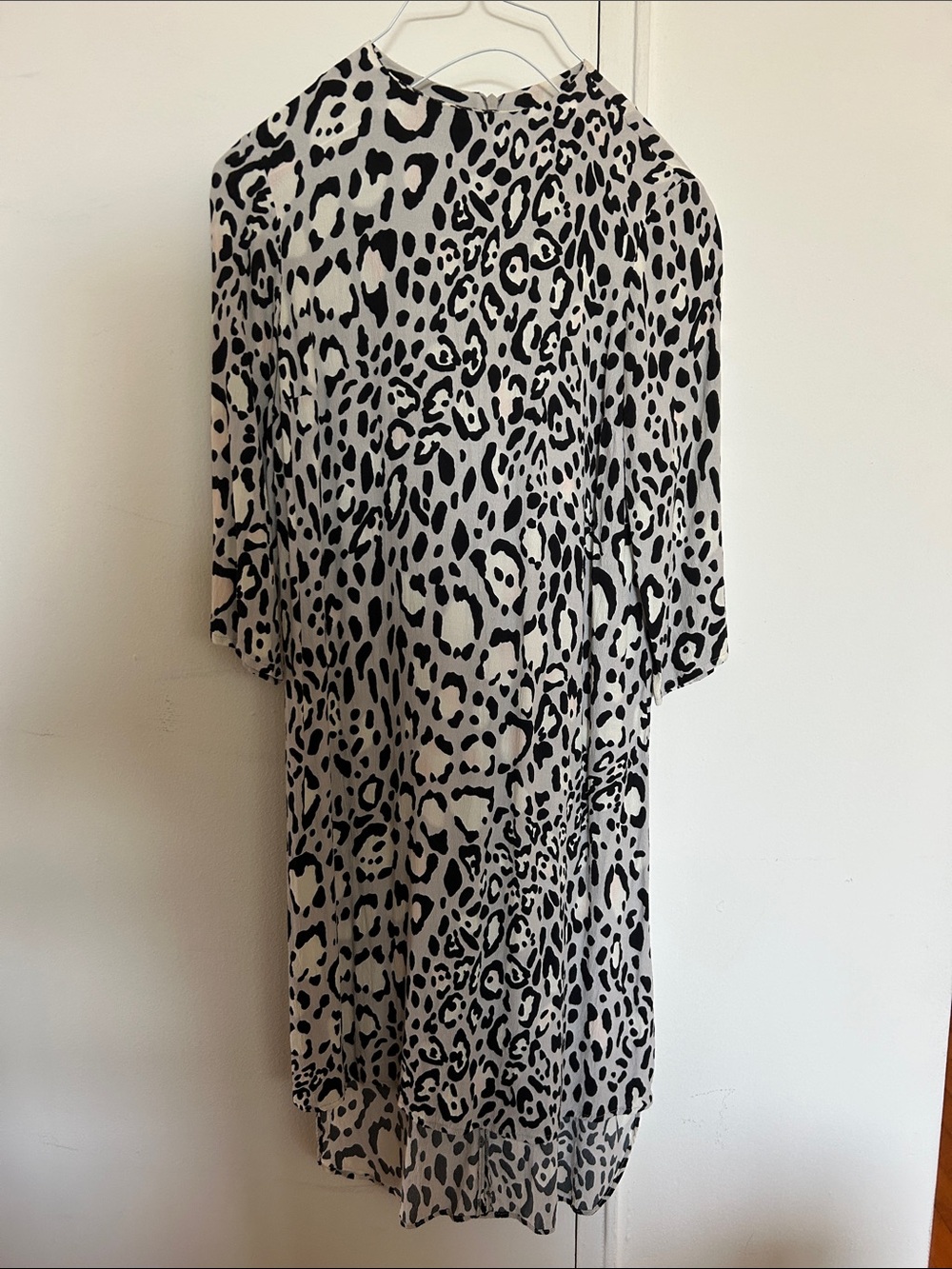 Topshop Black and White Leopard Print Midi Dress